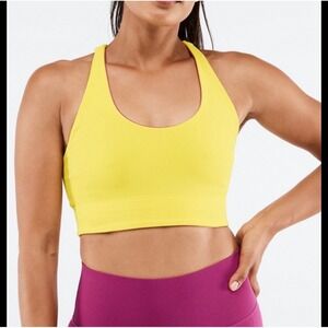 Fabletics Simone Sculptknit Reversible Sports Bra S Yellow Pink Racerback NWT